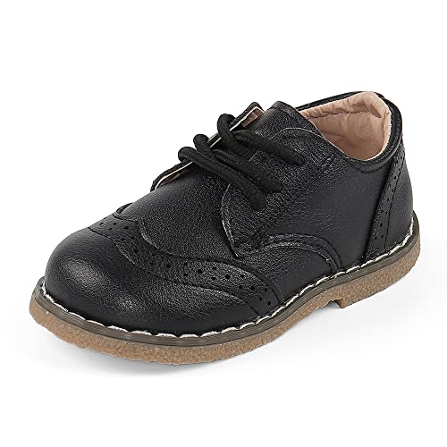MASOCIO Jungen Mädchen Schnürschuhe Kleinkind kleine Kinder Schulschuhe Flache Kleid Schuhe (Kleinkind/kleines Kind), Schwarz, 26 EU von MASOCIO