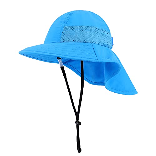 MASOCIO Kinder Sonnenhut Baby Sommermütze Junge Mädchen Mütze Hut 51 52 53 54 UV Schutz 50 Sonnenmütze Sun Sommer Hat Nackenschutz Jungen Sommerhut Alter 3 4 5 6 Jahre Blau von MASOCIO