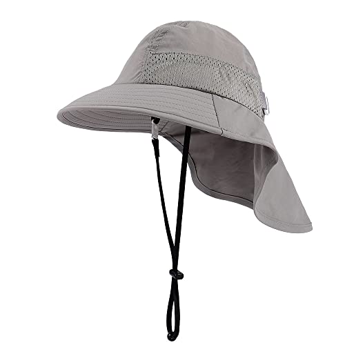 MASOCIO Kinder Sonnenhut Baby Sommermütze Junge Mädchen Mütze Hut 51 52 53 54 UV Schutz 50 Sonnenmütze Sun Sommer Hat Nackenschutz Jungen Sommerhut Alter 3 4 5 6 Jahre Grau von MASOCIO