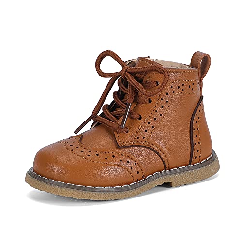 MASOCIO Kinder Stiefel Jungen Mädchen Boots KinderStiefel Kleinkind Stiefeletten Junge Schuhe Herbstschuhe Schnürboots Kinderschuhe Braun Größe 26 EU (CN 27) von MASOCIO