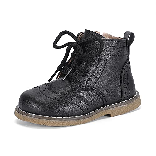 MASOCIO Kinder Stiefel Mädchen Jungen Boots KinderStiefel Kleinkind Stiefeletten Junge Schuhe Herbstschuhe Schnürboots Kinderschuhe Schwarz Größe 21 EU (CN 21) von MASOCIO