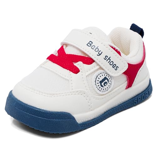 MASOCIO Lauflernschuhe Baby Junge Mädchen Babyschuhe Draußen Schuhe Kleinkind Kinder Krabbelschuhe Laufschuhe Shoes Outdoor 8 9 10 Turnschuhe Sneaker 1 Jahr Lauflerner ab 12-18 Monate Größe 20 Weiß von MASOCIO