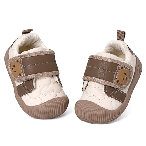 MASOCIO Lauflernschuhe Baby Junge Mädchen Babyschuhe Draußen Schuhe Kleinkind Kinder Krabbelschuhe Outdoor Laufschuhe Shoes 8 9 10 Sneaker Turnschuhe Lauflerner Größe 21 Braun von MASOCIO