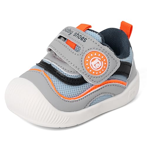 MASOCIO Lauflernschuhe Baby Junge Mädchen Babyschuhe Draußen Schuhe Kleinkind Kinder Krabbelschuhe Outdoor Laufschuhe Shoes 8 9 10 Turnschuhe Sneaker Lauflerner Größe 21 Grau von MASOCIO