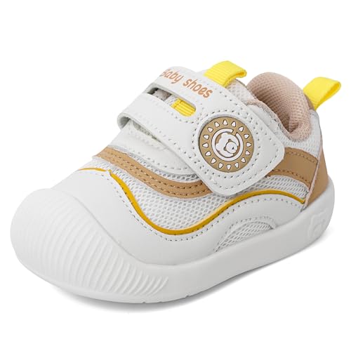 MASOCIO Lauflernschuhe Baby Junge Mädchen Babyschuhe Draußen Schuhe Kleinkind Kinder Krabbelschuhe Outdoor Laufschuhe Shoes 8 9 10 Turnschuhe Sneaker Lauflerner Größe 21.5 Weiß von MASOCIO