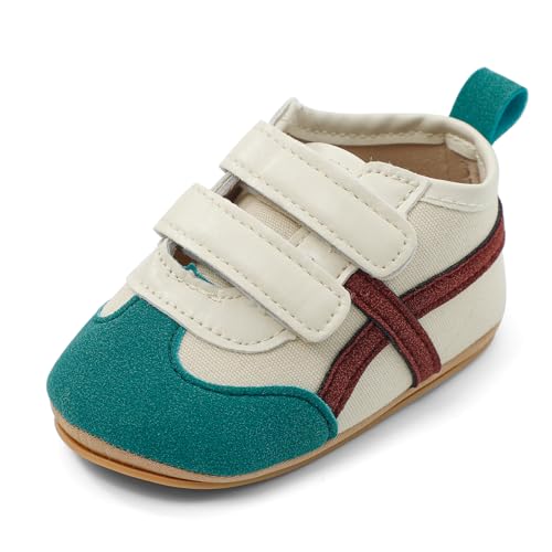 MASOCIO Lauflernschuhe Baby Junge Mädchen Babyschuhe Draußen Schuhe Kleinkind Krabbelschuhe Laufschuhe Shoes 8 9 10 Turnschuhe Größe 20 Sneaker 1 Jahr Lauflerner ab 12-18 Monate Blau Beige von MASOCIO