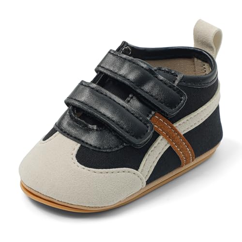 MASOCIO Lauflernschuhe Baby Junge Mädchen Babyschuhe Draußen Schuhe Kleinkind Krabbelschuhe Laufschuhe Shoes 8 9 10 Turnschuhe Größe 20 Sneaker 1 Jahr Lauflerner ab 12-18 Monate Schwarz von MASOCIO