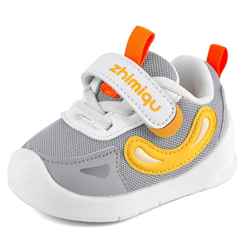 MASOCIO Lauflernschuhe Baby Junge Mädchen Babyschuhe Schuhe Kinder Kleinkind Kinderschuhe Krabbelschuhe Sneaker Größe 21 Grau (Herstellergröße 18) von MASOCIO