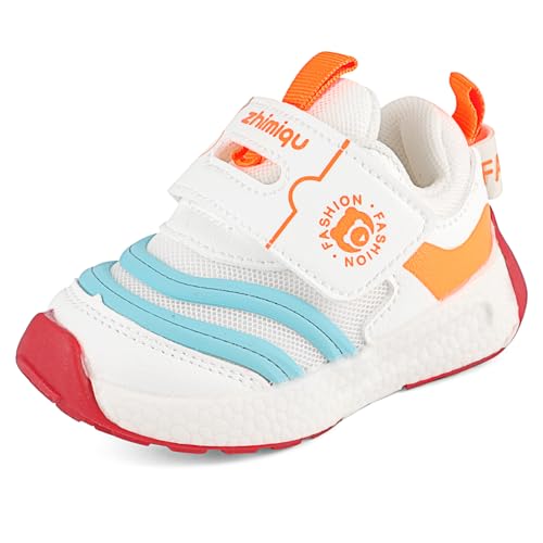 MASOCIO Lauflernschuhe Baby Jungen Mädchen Babyschuhe Schuhe Kinder Kinderschuhe Krabbelschuhe Sneaker 12-18 Monate Weiß Größe 19 (Herstellergröße 16) von MASOCIO