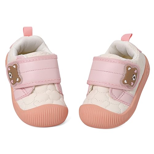 MASOCIO Lauflernschuhe Baby Mädchen Babyschuhe Draußen Schuhe Kleinkind Kinder Krabbelschuhe Outdoor Laufschuhe Shoes 8 9 10 Sneaker Turnschuhe Lauflerner Größe 21 Rosa von MASOCIO