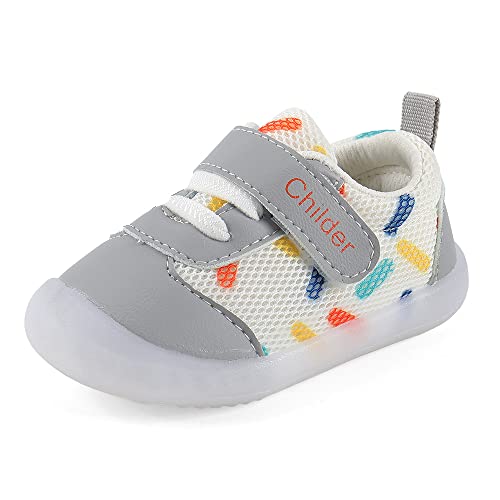 MASOCIO Lauflernschuhe Babyschuhe Junge Mädchen Baby Schuhe Jungen Krabbelschuhe Sneaker 12-18 Monate Grau Größe 20 (Herstellergröße 16) von MASOCIO