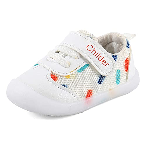 MASOCIO Lauflernschuhe Babyschuhe Junge Mädchen Baby Schuhe Jungen Krabbelschuhe Sneaker Weiß Größe 22 (Herstellergröße 19) von MASOCIO