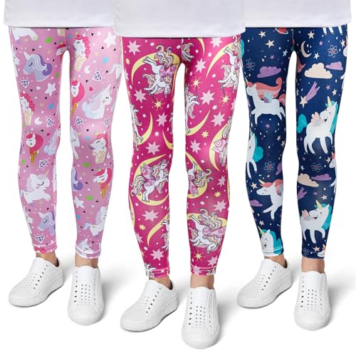 MASOCIO Leggings Mädchen Leggins Kinder lang Gedruckt Sport Turn Tanz Lässig Turnhose Kinderleggings Sporthose Turnleggins Stretch Hosen Hose 4-5 Jahre Gr 104-110 Mehrfarbig 1 von MASOCIO