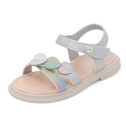 MASOCIO Sandalen Mädchen Offene Zehen Sommer Sandale Kinder Sommerschuhe Kids Sandals Girls Sparkle Glitzer Schuhe Sandaletten Gr Mädchensandalen Silber (Herstellergröße: CN 36) EU 35 von MASOCIO