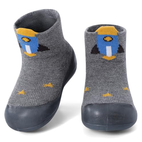 MASOCIO Sockenschuhe Baby Barfußschuhe Lauflernschuhe Socken Junge Mädchen Krabbelschuhe Barfussschuhe Kleinkind Babyschuhe Puschies Outdoor Schuhe 1 Jahr 20 21 Lauflernsocken 12-18 Monate Grau von MASOCIO