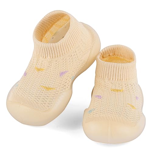 MASOCIO Sockenschuhe Baby Barfußschuhe Lauflernschuhe Socken Junge Mädchen Sommer Puschies Krabbelschuhe Barfussschuhe Kleinkind Outdoor Kinder Schuhe Größe 23 Babyschuhe 2-3 Jahre Khaki von MASOCIO