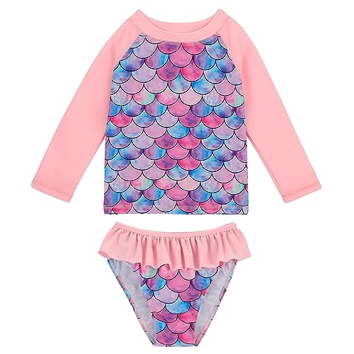 MASOCIO UV Badebekleidung Mädchen Badeanzug Kinder Kleinkind Shirt Tshirt Langarm Badeset Badehose UPF 50+ UV Schutz Set Kleidung Anzug Badeshirt Schwimmshirt 5 6 Jahre Skalen 4 von MASOCIO