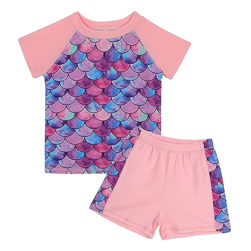 MASOCIO UV Badebekleidung Mädchen Badeanzug Kinder Kleinkind Shirt Tshirt Kurzarm Badeset Badeshorts UPF 50+ UV Schutz Set Kleidung Anzug Badeshirt Schwimmshirt 7 8 Jahre Skalen 8 von MASOCIO