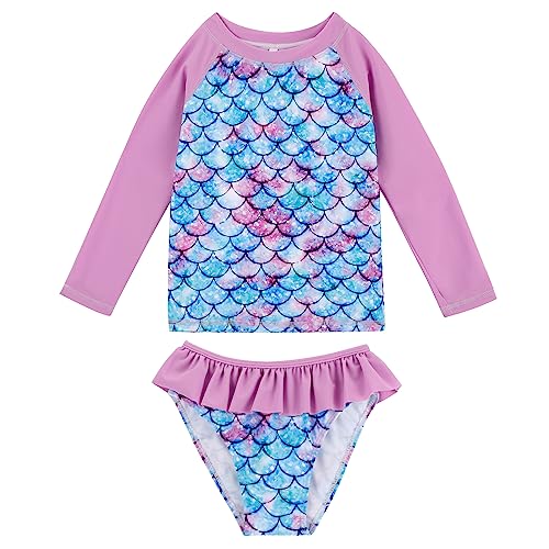 MASOCIO UV Badebekleidung Mädchen Badeanzug Kinder Kleinkind Shirt Tshirt Langarm Badeset Badehose UPF 50+ UV Schutz Set Kleidung Anzug Badeshirt Schwimmshirt 3 4 Jahre Skalen 5 von MASOCIO