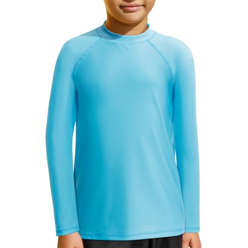 MASOCIO UV Shirt Kinder Langarm Badeshirt Jungen Schwimm T Tshirt Schwimmshirt Kind Wasser Surfshirt Langarmshirt Rashguard Rash Guard Bade Kleidung Junge 4 Jahre Gr 104-110 Blau von MASOCIO