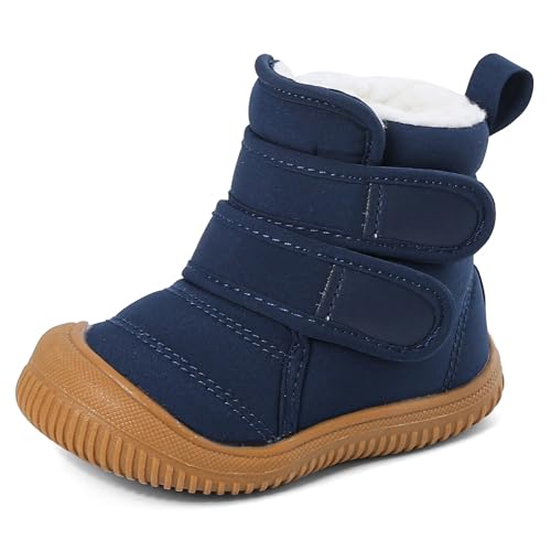 MASOCIO Winterschuhe Baby Boots Stiefel Winter Babyschuhe Junge Mädchen Hausschuhe Kleinkind Kinder Wollschuhe Gefütterte Warme Fell Babystiefel Winterstiefel Schuhe Marineblau Größe 21 von MASOCIO