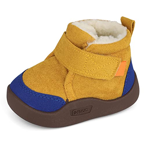 MASOCIO Winterschuhe Baby Boots Stiefel Winter Babyschuhe Junge Mädchen Hausschuhe Kleinkind Winterstiefel Schuhe 6-12 Monate Gelb Größe 19 (Herstellergröße: CN 16) von MASOCIO