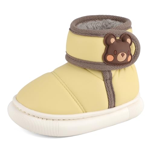 MASOCIO Winterschuhe Kinder Jungen Mädchen Boots Stiefel Winter Warme Kinderschuhe Junge Stiefeletten Gefüttert Hausschuhe Baby Kleinkind Winterstiefel Schuhe Größe 24 Gelb von MASOCIO