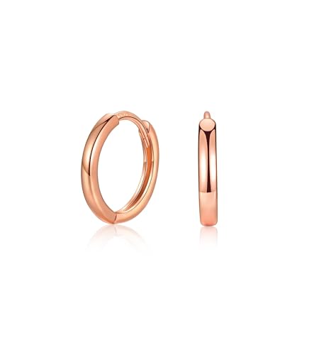 MASOP Ohrringe Rosegold, 1 Paar Creolen Rose Vergoldet Silber 925 Stecker 8mm Damen Frauen Mädchen Schlicht Simpel Basis Leicht Einfach von MASOP