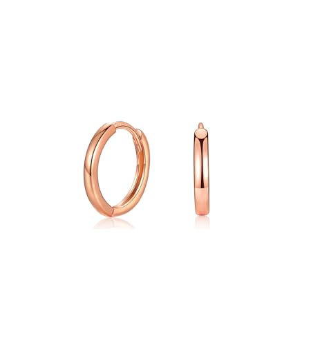 MASOP Ohrringe Rosegold, 1 Paar Creolen Silber 925 Stecker Rose Vergoldet 10mm Damen Frauen Mädchen Schlicht Simpel Basis Leicht Einfach von MASOP