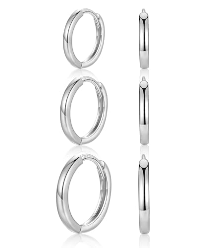 MASOP Ohrringe Silber Set,Creolen Silber 925 Stecker 8/10/12mm Damen Frauen Mädchen Herren von MASOP