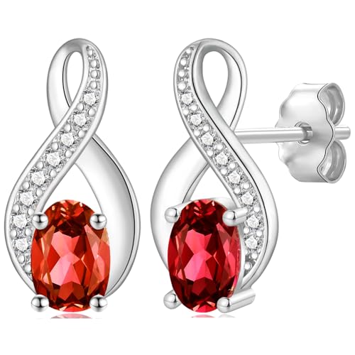 MASOP Ohrringe Stecker Unendlichkeitszeichen AAA Zirkonia Rot Oval Ohrstecker Infinity für Damen Frauen Braut von MASOP