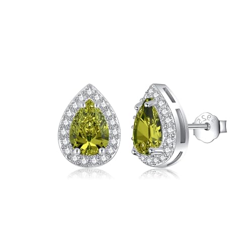 MASOP Ohrstecker Silber 925, Geburtsstein Ohrringe Peridot Silber für Frauen Damen Mädchen Schmuck Geschenke zum Geburtstag August von MASOP