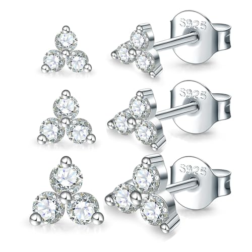 MASOP Ohrstecker Silber 925 Set, Klein Zirkonia Silber 925 Stecker 3mm/4mm/5mm Schmuck Geschenke für Frauen Damen Mädchen von MASOP