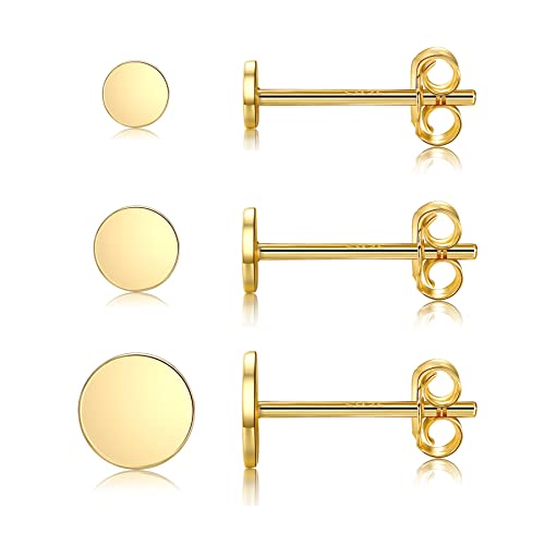 MASOP Sterling Silber Ohrring Set 3mm 4mm 5mm Rund Ohrstecker Gold für Damen Herren Mädchen… von MASOP
