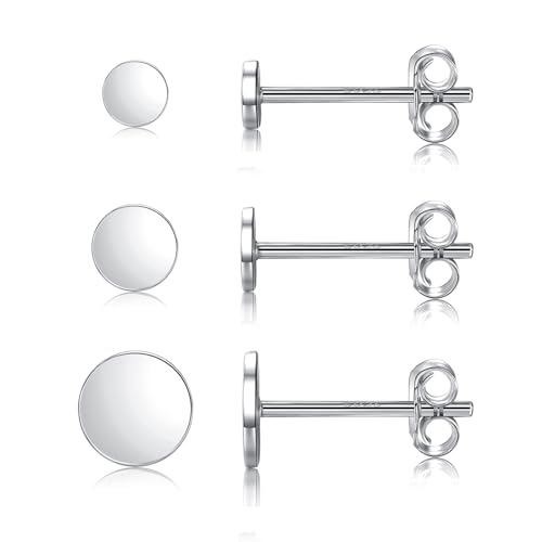 MASOP Sterling Silber Ohrring Set 3mm 4mm 5mm Rund Ohrstecker für Damen Herren Mädchen von MASOP