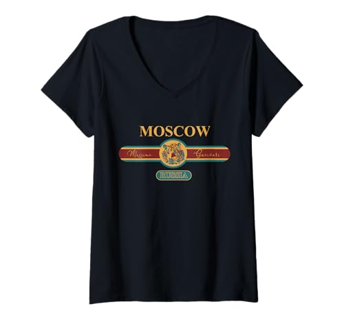 Damen Fashion Russia Tourist Moskau T-Shirt mit V-Ausschnitt von MASSIMO GANIVARI