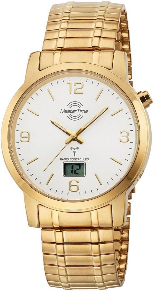 MASTER TIME Funkuhr Basic MTGA-10312-12M, Armbanduhr, Quarzuhr, Herrenuhr, Datum, Flexband, Zugband von MASTER TIME
