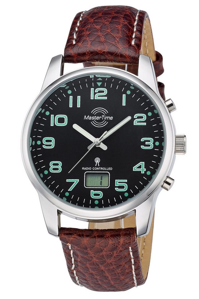 MASTER TIME Funkuhr Basic Lederband Braun von MASTER TIME