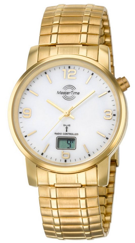 MASTER TIME Funkuhr Herren-Basic mit Zugband Goldfarben von MASTER TIME