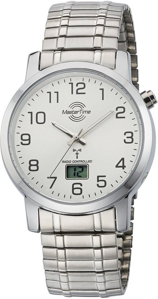 MASTER TIME Funkuhr Basic MTGA-10306-12M, Armbanduhr, Quarzuhr, Herrenuhr, Datum, Flexband, Zugband von MASTER TIME