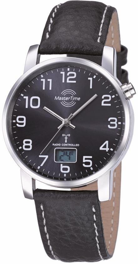 MASTER TIME Funkuhr Basic MTGA-10576-24L, Armbanduhr, Quarzuhr, Herrenuhr, Datum, Lederarmband von MASTER TIME