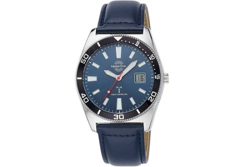 MASTER TIME Quarzuhr Herrenuhr Super Power MTGA-10855-31L, Funk, Blau, Lederarmband von MASTER TIME