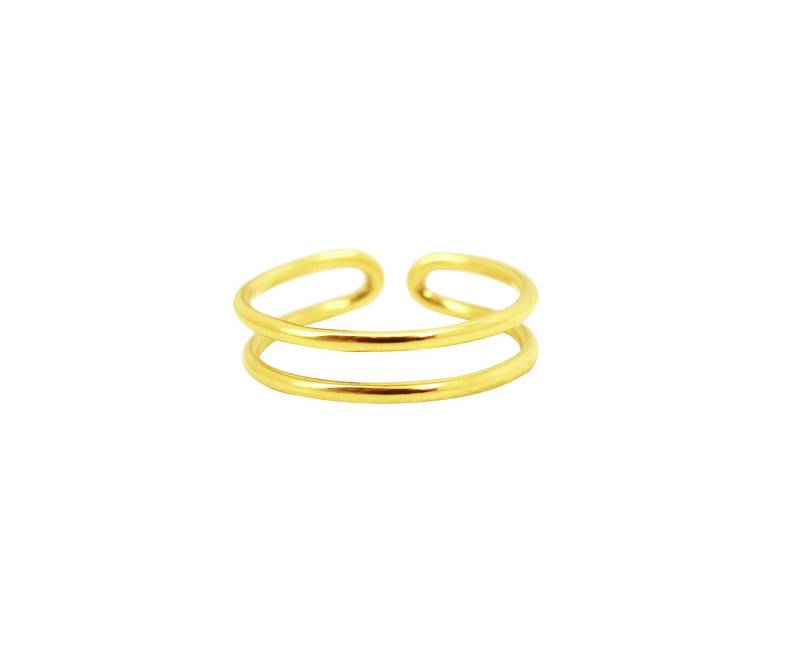 Doppelphalanxring, Doppelbandmodell, Silber Vergoldet Mit Feingold Doppelphalanxring, Doppelbandmodell, Silber Vergoldet Mit Feingold von MASTONEparis