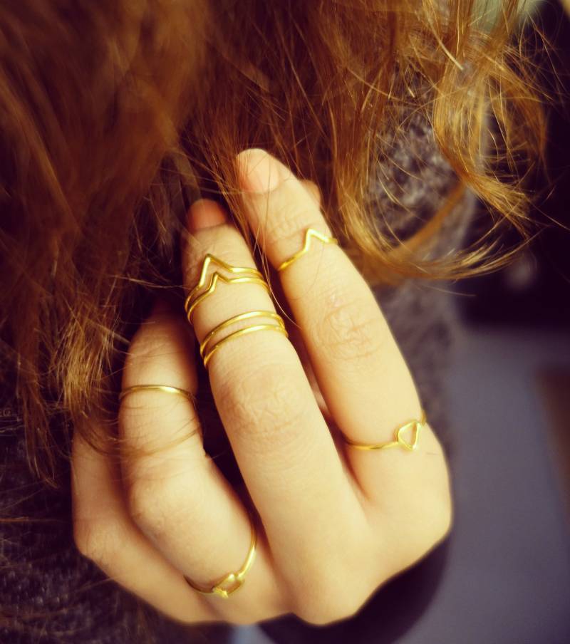 Doppelter Phalanx-V-Ring Aus Massivem Silber, Vergoldet Mit Feingold Doppelter Phalanx-V-Ring Aus Massivem Silber, Vergoldet Mit Feingold von MASTONEparis