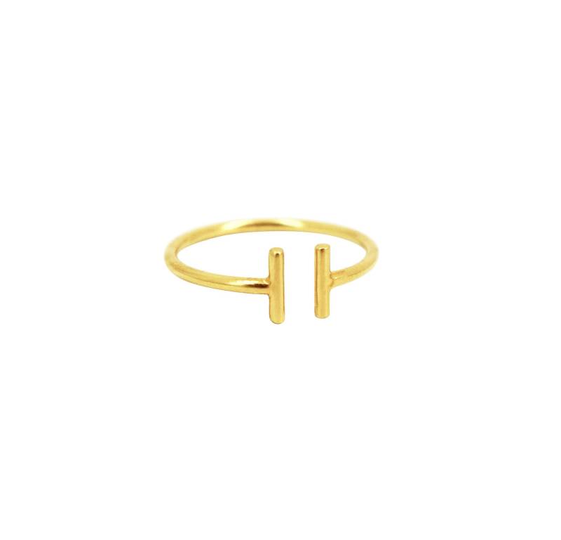 Offener Phalanx-Ring Mit H-Doppelsteg Aus Massivem Silber, Vergoldet Feingold Offener Phalanx-Ring Mit H-Doppelsteg Aus Massivem Silber, Vergoldet Feingold von MASTONEparis