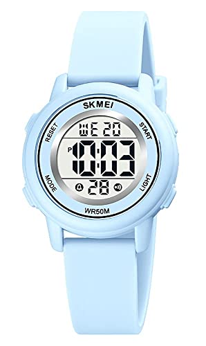 MASTOP Mode LED Licht Digital Sport Uhren Stoppuhr Kalender Uhr 5Bar Wasserdicht Multifunktions Armbanduhr, Blau, Sport von MASTOP