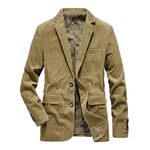 MASUCOR Sakko Herren Regular Fit Cord Casual Blazer Sakko Herren Hochzeitsanzug Jackett Sakko Herren GroßE GrößEn für Freizeit Blazer Sportsakko(Brown,M) von MASUCOR