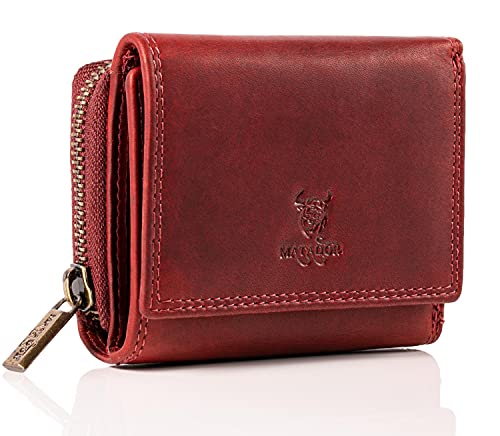 MATADOR Portemonnaie Damen Klein Leder #CHIQUITO Mini Geldbörse mit edler Geschenk Box, Eleganter Geldbeutel Damen Klein mit RFID Blocker, Luxus Kleine Geldbörse mit vielen Fächern in Rot von MATADOR