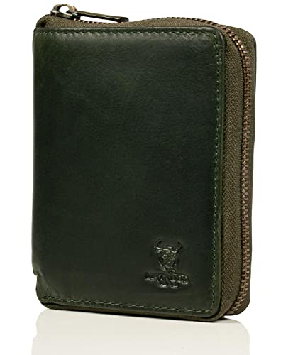 MATADOR Portemonnaie Herren Leder #Edinburgh mit edler Geschenk Box, Elegante Männer Geldbörse mit RFID Blocker, Luxus Geldbörse mit Reißverschluss Herren und Viele Kartenfächer in Grün von MATADOR