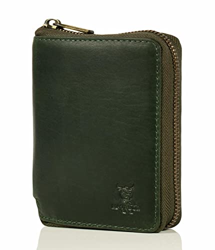 MATADOR Herren Geldbörse Leder #Granada mit edler Geschenk Box, Elegante Leder Geldbörse Herren mit RFID Blocker, Luxus Portemonnaie Herren mit Reißverschluss und Viele Kartenfächer in Grün von MATADOR